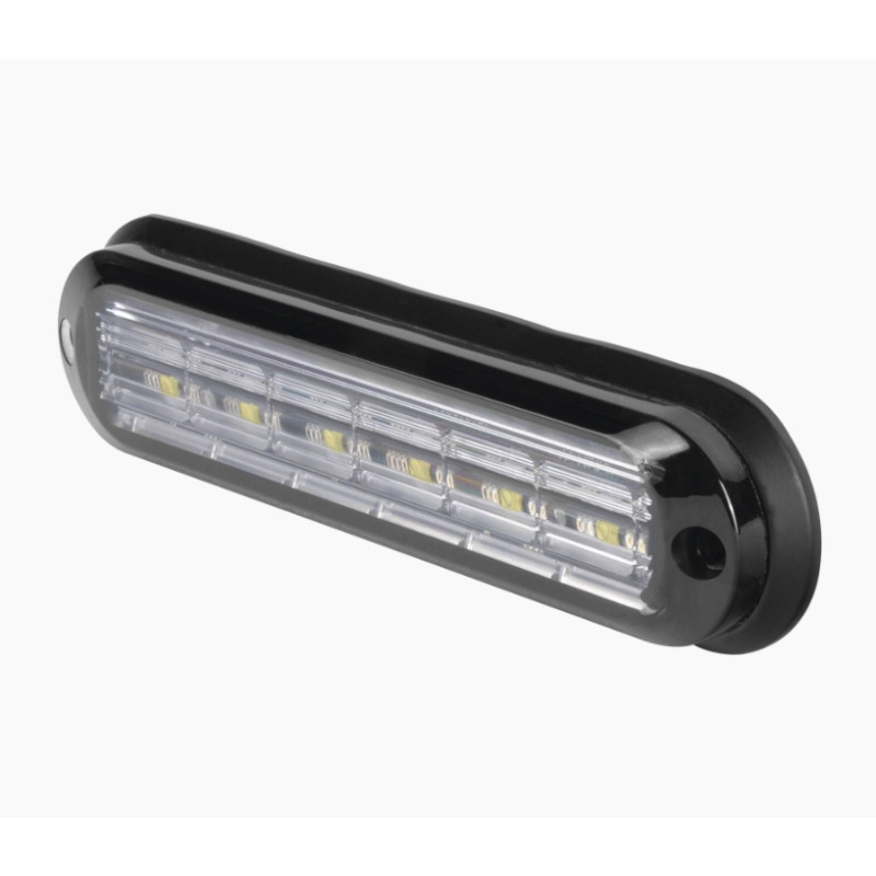 Luz Auxiliar Ultra Brillante  IP67 de 6 LEDs Color Rojo/Azul con mica transparente y bisel negro image 3