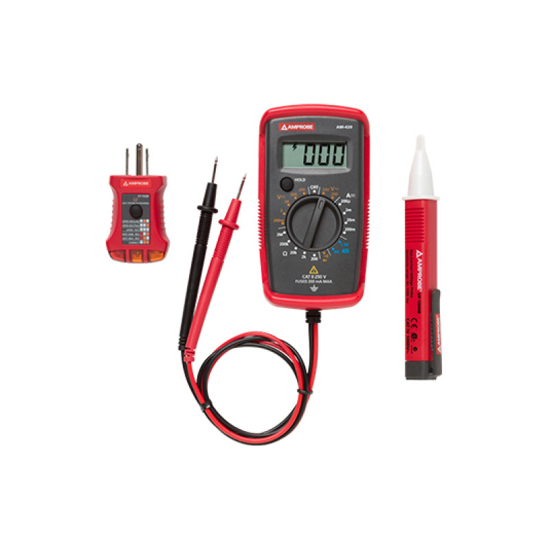 KIT Básico 3 en 1 con Multímetro Digital  Detector de Tensión sin Contacto  Comprobador de Fase GFCI