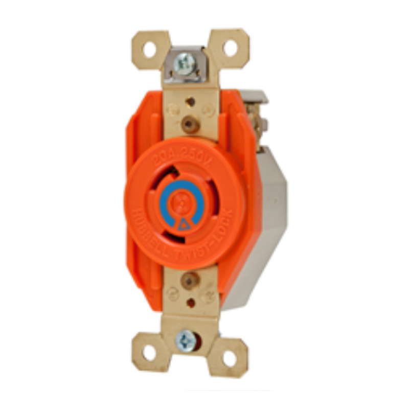 Receptáculo Sencillo de Media Vuelta/ 20 A 250 V CA / 2 Polos 3 Hilos / Nema L620R