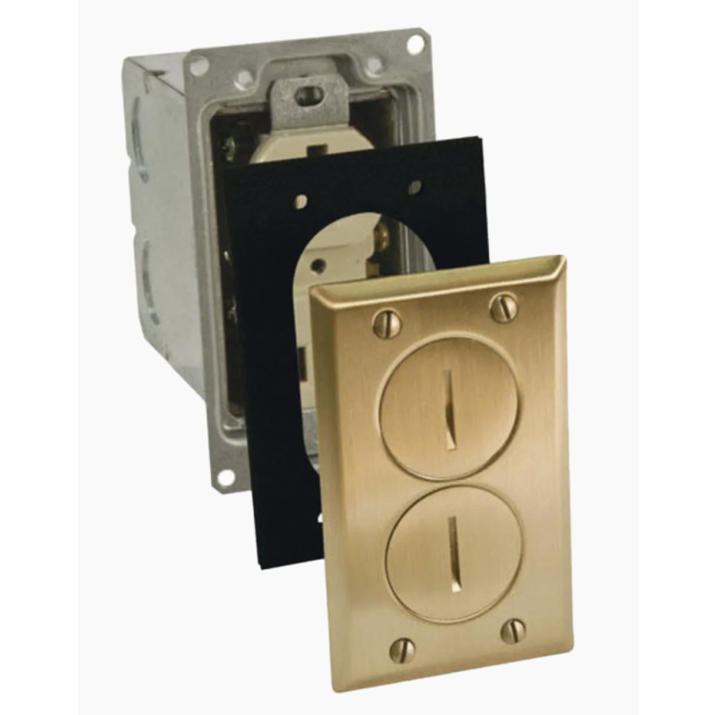 Kit de Caja de Piso con Receptaculo de  15A 125V/ Acabado Latón