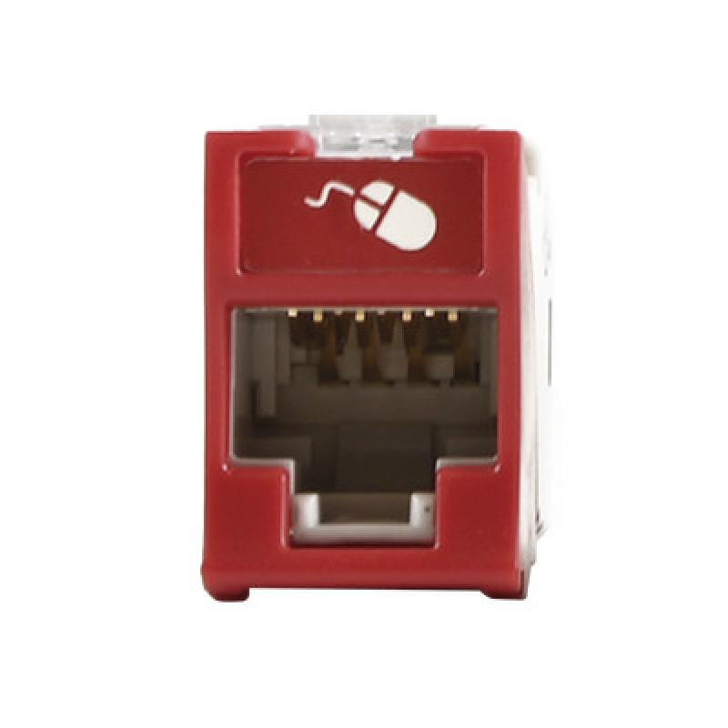 Jack UltraMAX Cat6A UTP Montaje híbrido en Placa de Pared Plano y Angulado Color Rojo Punch Down