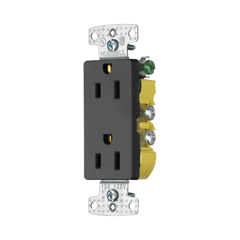 Contacto Duplex Decorador 15A 125V / 2 Polos 3 Hilos/ Nema515R / Color Negro