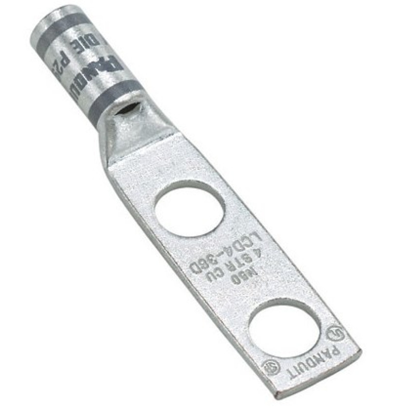 Terminal doble Ojillo de 1/4 para cable 6 AWG ángulo recto Espacio entre Orificios 16mm