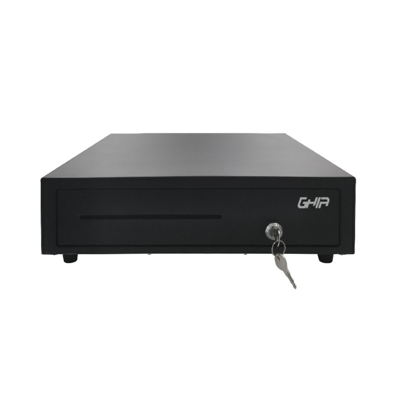 CAJON DE DINERO GHIA NEGRO 5 BILLETES / 8 MONEDAS PANEL FRONTAL PROTEGIDO CON MARCO METALICO