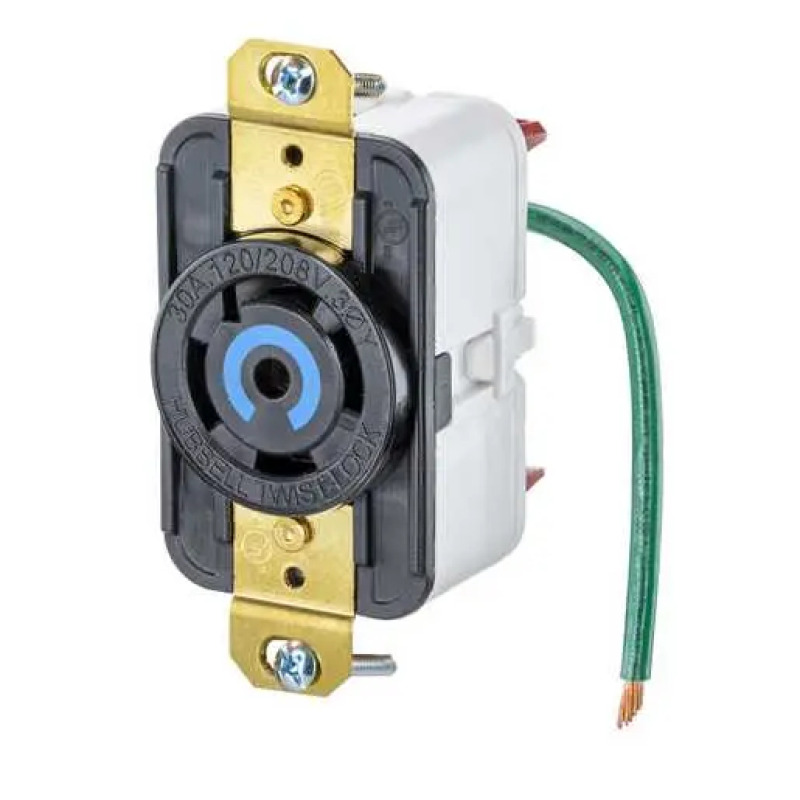 Receptáculo de Media Vuelta Industrial 30 A 120/208 V CA/ Nema L2130R /Color Negro