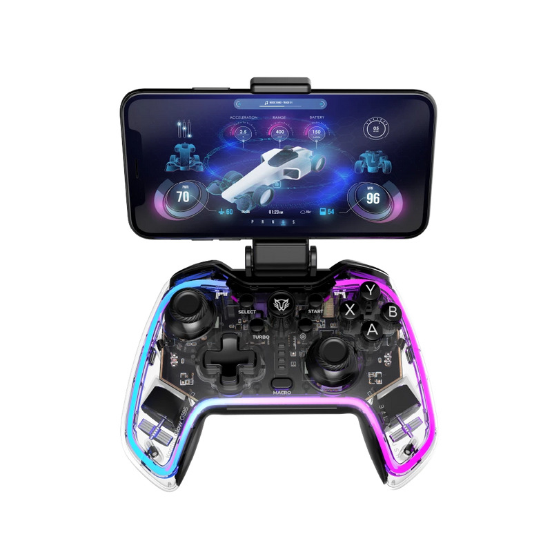GAMEPAD BALAM RUSH KONTROL GLOW G595 / INALAMBRICO RECARGABLE / BT 5.0 / RGB / VIBRACION DUAL / SOPORTE P CELULAR / ANDROID - IOS - PC WIN - N SWITCH - PS 3-4 / BOTONES PROGRAMABLES / BR-936910
