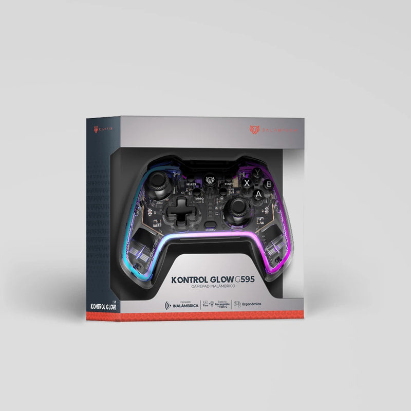 GAMEPAD BALAM RUSH KONTROL GLOW G595 / INALAMBRICO RECARGABLE / BT 5.0 / RGB / VIBRACION DUAL / SOPORTE P CELULAR / ANDROID - IOS - PC WIN - N SWITCH - PS 3-4 / BOTONES PROGRAMABLES / BR-936910 image 5