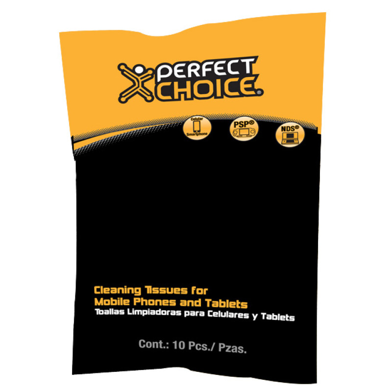 TOALLAS PERFECT CHOICE LIMPIADORAS PARA CELULARES Y TABLETS 10PZAS PC-030324