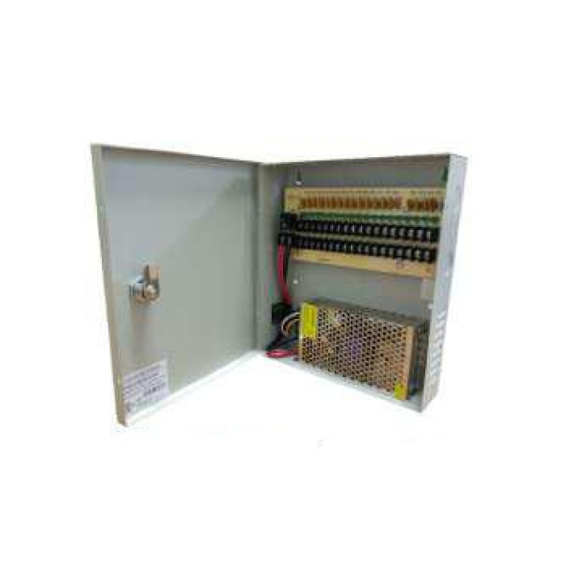 SAXXON PSU1210D18 - Fuente de Poder de 12 vcd/ 10 Amperes/ Para 18 Camaras/ 0.55 Amperes por Canal/ Protección contra Sobrecargas/ Certificación UL/