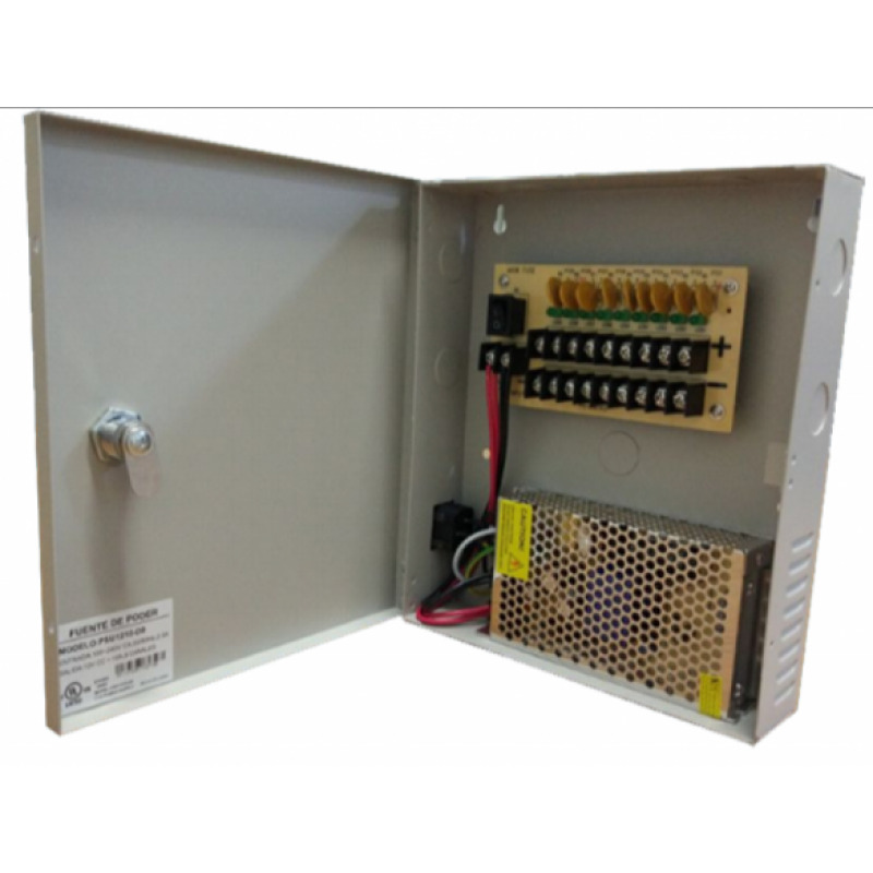 SAXXON PSU1210D9 - Fuente de Poder de 12 vcd/ 10 Amperes/ Para 9 Camaras/ 1.1 Amper por Canal/ Protección contra Sobrecargas/ Certificación UL/ 