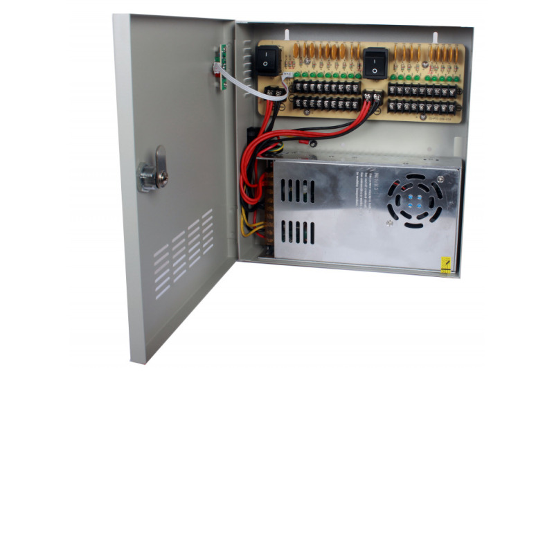 SAXXON PSU1230D18 - Fuente de Poder Profesional de 12 vcd / 30 Ampers/ Para 18 Camaras/ 1.67 Amperes por Canal/ Protección contra Sobrecargas/ Certificación UL/