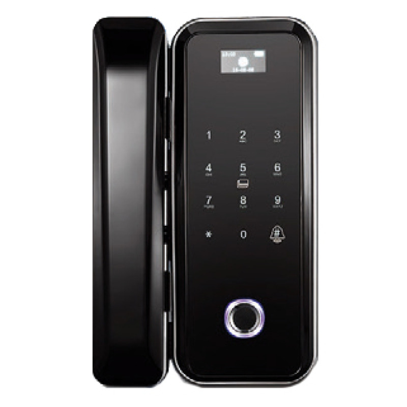 ZK GL300 - Cerradura biometrica para puertas de vidrio / 100 usuarios / Ancho de puerta de 10 a 12 mm / Control remoto / Tarjetas Mifare 13.56 Mhz