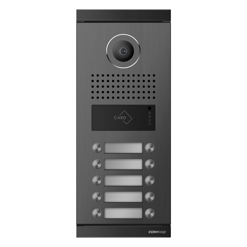 COMMAX DRC10MLRF1 - Frente de calle para 10 apartamentos compatible con monitores  Commax, conexión directa a 4 hilos al monitor sin distribuidores, salidas NO y NC para apertura de puerta con tarjeta mifare o desde monitor