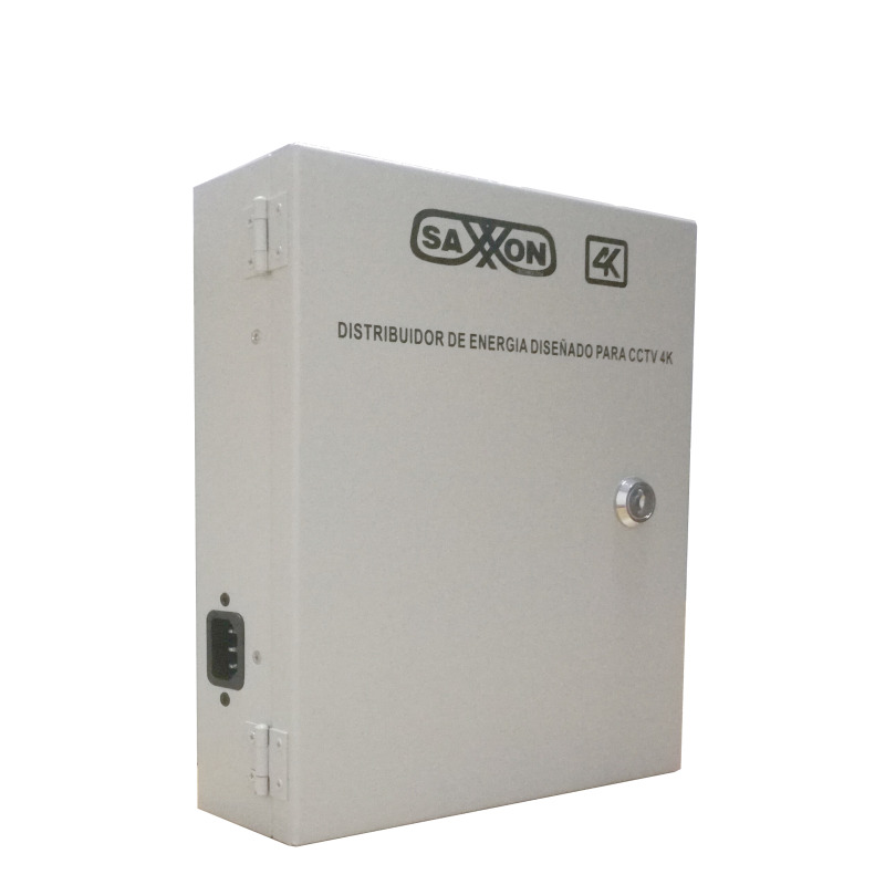 SAXXON PSU1213D8H- Fuente de Poder Profesional de 11 a 15 vcd/ 13 Amperes/ Para 8 Camaras Hasta 4k/ 1.6 Amperes por Canal/  Protección contra Sobrecargas/ Filtro de Ruido por Canal/ Uso rudo/