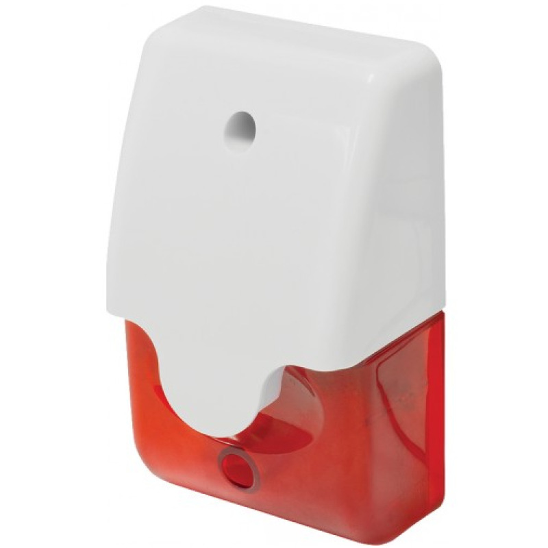 Seco-Larm SL1312SAR -  Sirena mini piezoeléctrica  roja y luz estroboscópica LED 