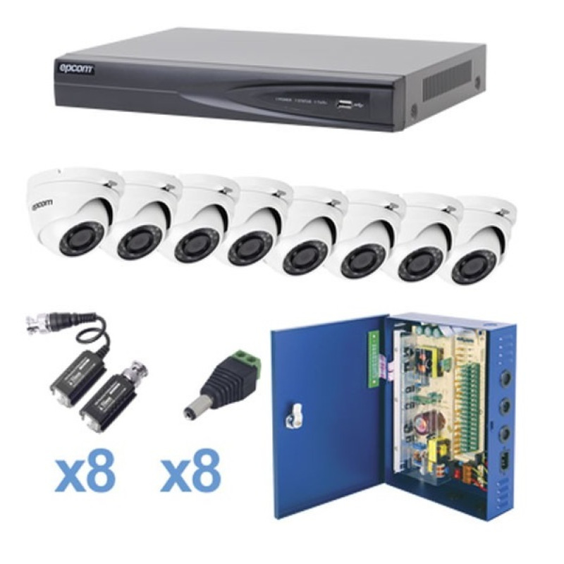 KIT TurboHD 1080p / DVR 8 Canales / 8 Cámaras Eyeball exterior 28 mm / Transceptores / Conectores / Fuente de Poder Profesional hasta 15 Vcc para Larga Distancia image 7