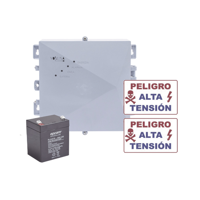 KIT de Energizador de 12000Volts9JOULES/2500 mts lineales de proteccion/Activado por Atenuación de voltajeCorte de línea o Aterrizamiento de la línea/Integración a panel de Alarma