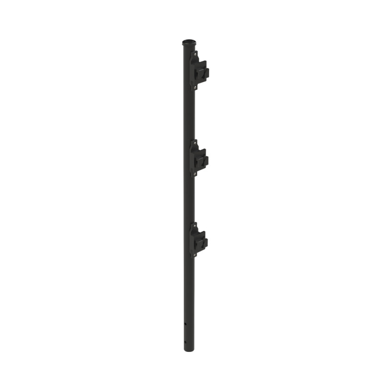 Poste de Paso Negro de 075m para Cerca Electrificada Tubo Galvanizado cal 18 de 1Diam con Tapón y 3 Aisladores Instalados