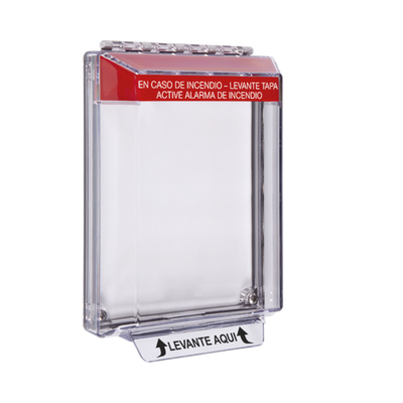 Cubierta Universal Transparente de Bajo Perfil y Texto de Incendio en Español
