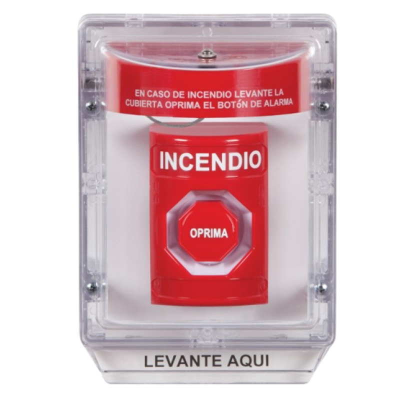 Cubierta Protectora de Policarbonato Serie Stopper II  Con Bocina Sin Espaciador Montaje Empotrado Etiqueta en Español