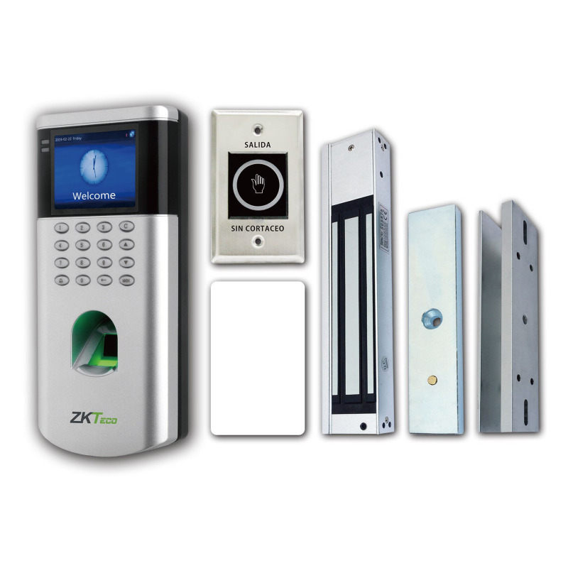 ZKTECO LF10KIT - Control de Acceso para una Puerta / 1500 Usuarios / Incluye Electro-Imán / Botón de Salida / Montaje Tipo U para Puerta de Metal, Madera y Cristal con marco / 10 Tarjetas RFID 125 Khz