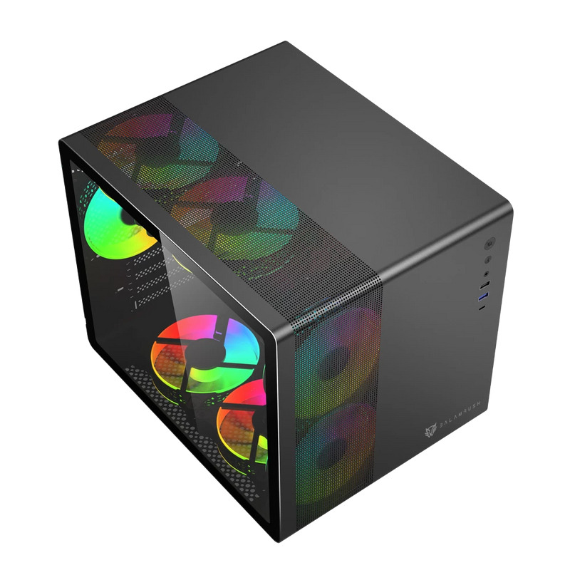 GABINETE GAMER BALAM RUSH TANK MINI GI930 / MINI ATX - ITX / MICRO ATX - MINI ITX / PANEL CRISTAL TEMPLADO - MALLA METALICA / 3X VENTILADORES RGB INCLUIDOS / PANELES REMOVIBLES / NEGRO / BR-936033 image 4