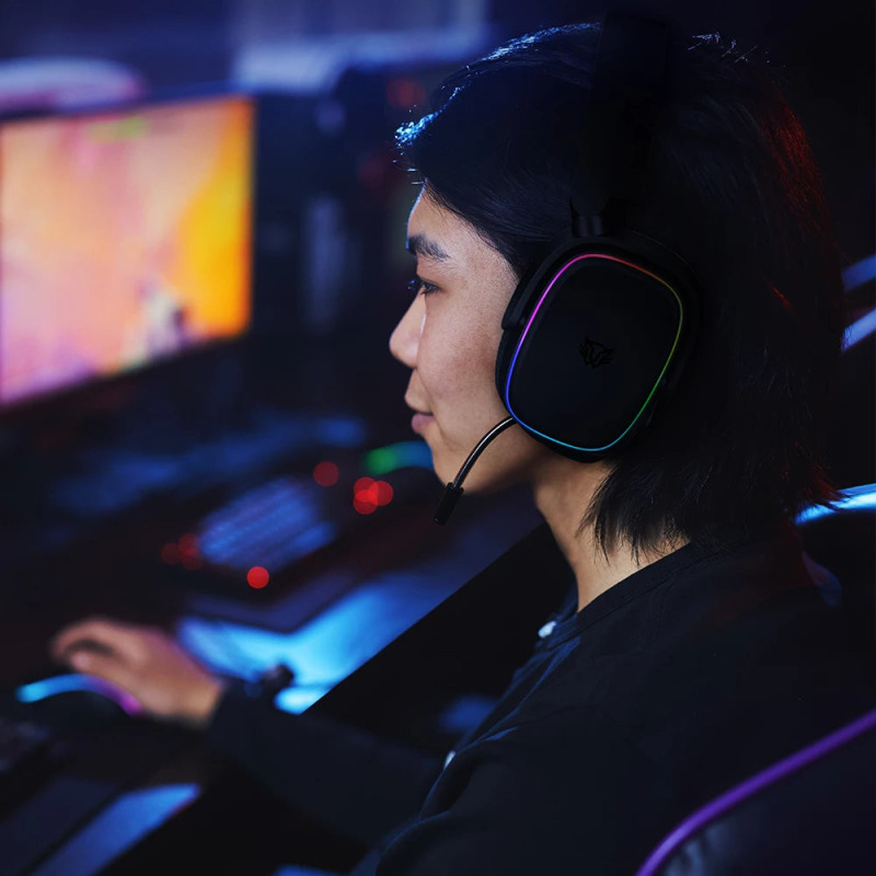 AUDIFONOS GAMER BALAM RUSH AEON HS999 / ALAMBRICA / BLUETOOTH / MICRFONO DESMONTABLE / CABLE 1.8 M / RGB / BATERIA 26 H / WINDOWS, MAC, ANDROID, XBOX, SWITCH , PS4, PS5 / NEGRO / BR-936934 image 6