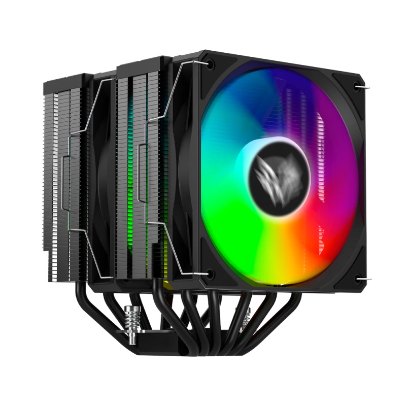 DISIPADOR DE AIRE BALAM RUSH NITROX NX70 / HIDRAULICO / 4 PINES PWM ARGB / 3 PINES 5V / 6 PIPAS 2 TORRES / 600 -1800 RPM / FLUJO DE AIRE 73.6 CFM / INTEL - AMD / 120 MM / NEGRO / BR-937382 image 3