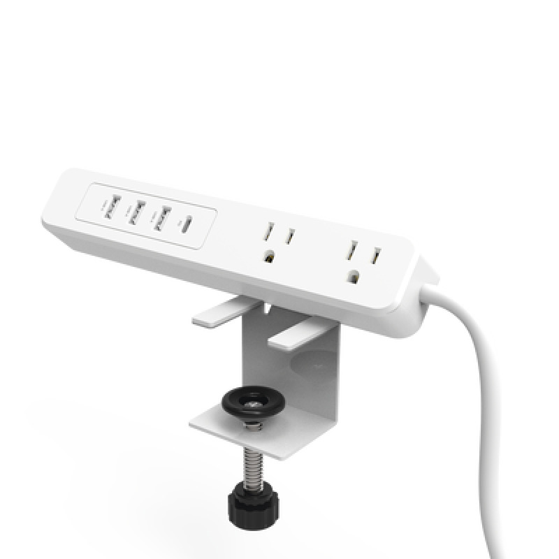 Multicontacto con Montaje para Escritorio / Carga Rápida para 65 W / 3 x Nema 515P / 2 x USBA 5V 3A / 1 x USBC 65W