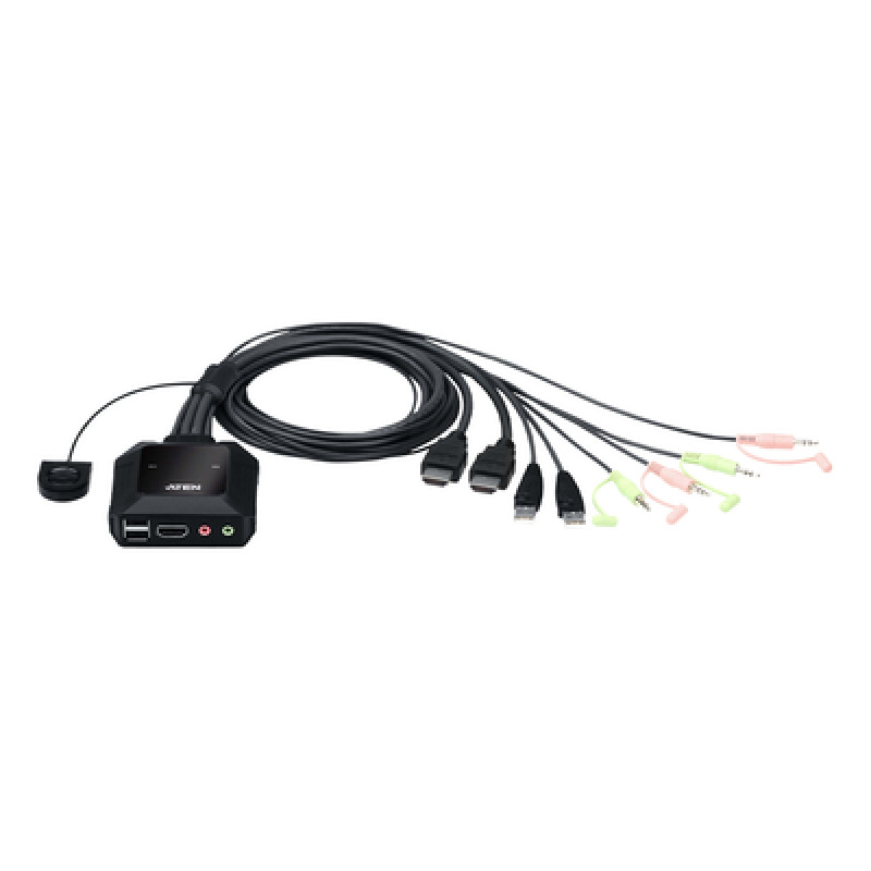 Conmutador KVM con cable HDMI 4K USB de 2 puertos con selector de puerto remoto image 2