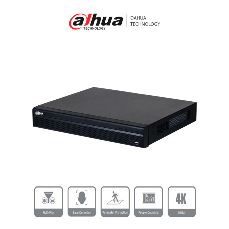 DAHUA DHI-NVR4216-4KS3 NVR de 8 Megapixeles/ 4k/ 16 Canales IP/ Rendimiento de 160 Mbps/ Smart H.265+/ 2 Bahias de Discos Duros/ 4&2 E&S de Alarmas/ HDMI&VGA/ Soporta Cámaras WizSense/ 4 canales SMD Plus/ #LoNuevo image 2