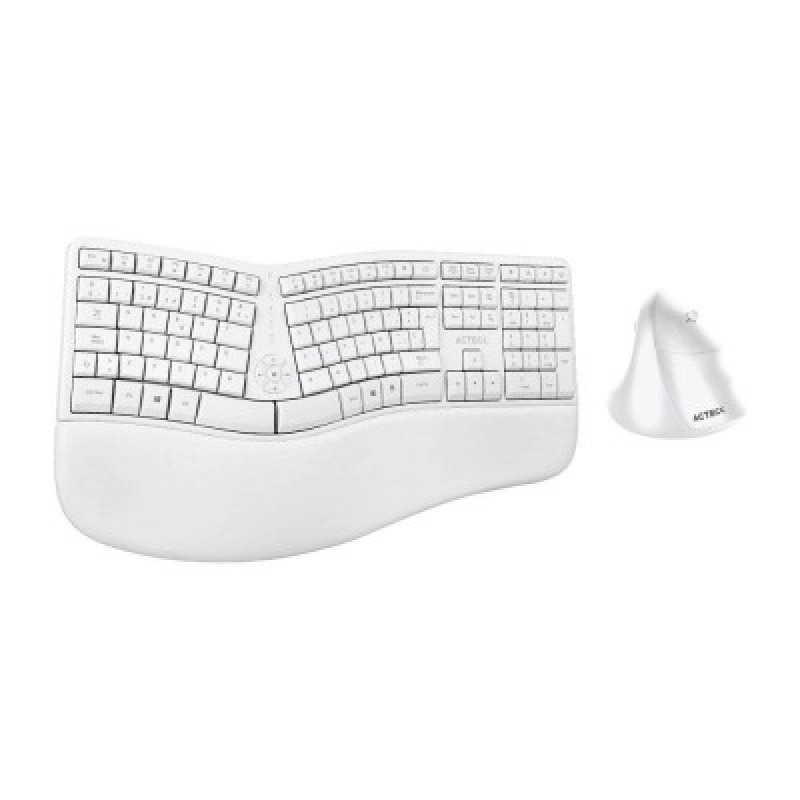 KIT ACTECK CREATOR VIRTUOS FITT MK770 / TECLADO Y MOUSE VERTICAL / INALAMBRICO / USB / MULTIMEDIA / 118 TECLAS / ESPAÑOL / RECARGABLE / 2400 DPI AJUSTABLE/ OPTICO / BLANCO / AC-936255