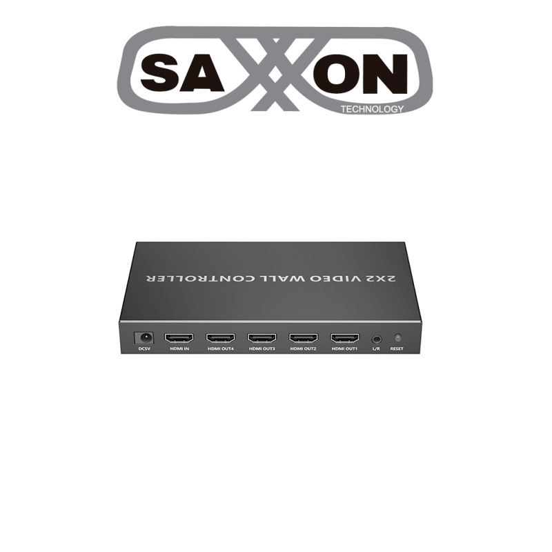 SAXXON LKV104VW- Controlador de Videowall de 2 x 2/ Resolución 1080p a 60 Hz/ Distribuye 1 Entrada HDMI en 4 Pantallas/ Múltiples salidas de video/ 1 Salida de Audio/ Facil Instalación/ 