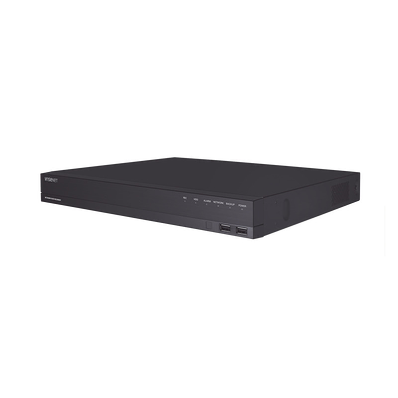 NVR 16 canales grabacion hasta 8MP / H265 / P2P Wisenet / 16 puertos PoE Plug and Play / 80 Mbps para grabacion