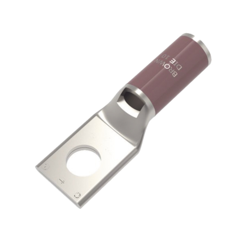 Zapata Terminal de Compresión de Cobre Electrolítico Estañado de Cañón Corto para Tornillo de 1/2 y Calibre 4 AWG