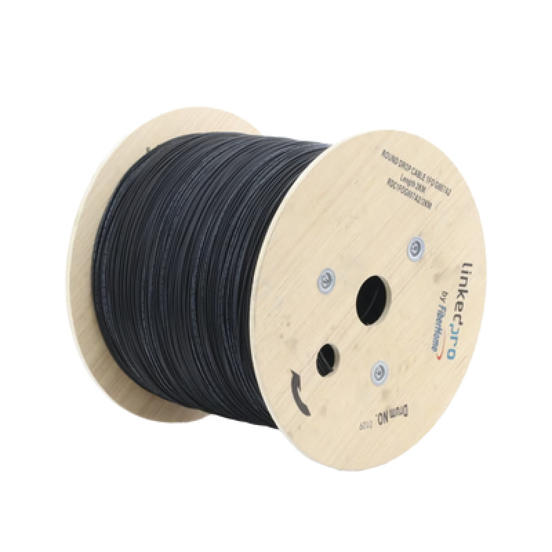 Carrete de 2 km de Fibra Óptica Aérea Tipo Drop Redonda Figura 0 G657A2 Monomodo 1 hilo forro de 3 mm