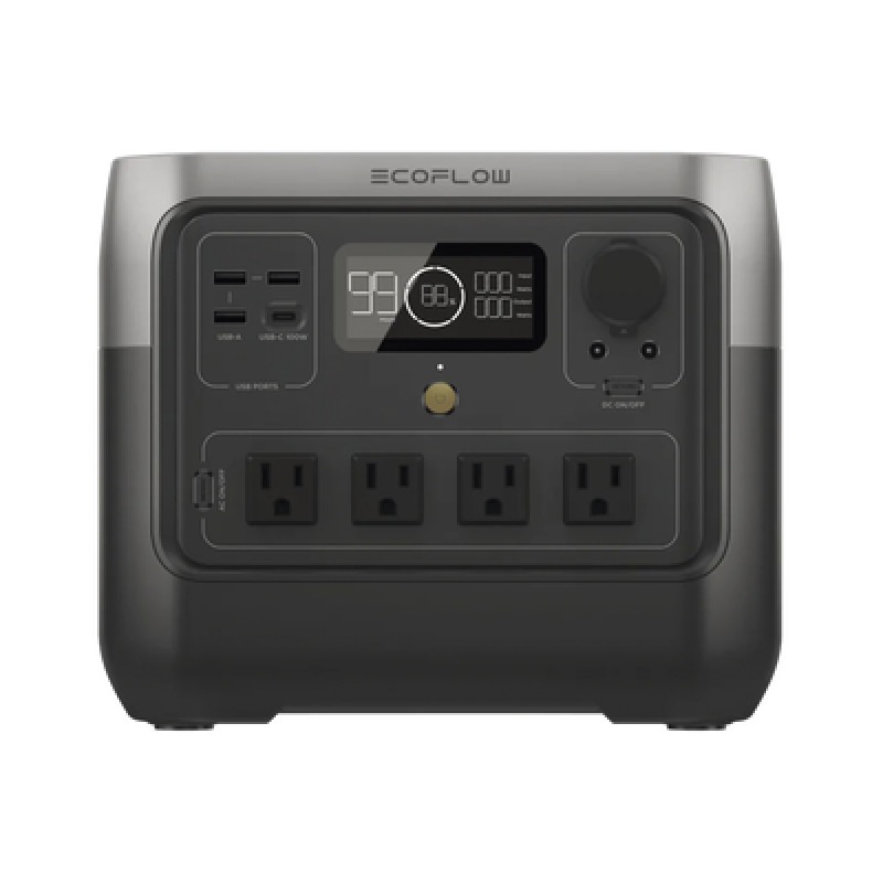 EcoFlow River 2 Pro | Estación de Energía Portátil 768Wh Litio LFP / 4 AC 800W Max 1600W / 1 USBC 100W / 3 USB A 12W / Cargador de Coche 10A 126W Max / Conectividad WiFi y Bluetooth App / Carga Solar 220W Max