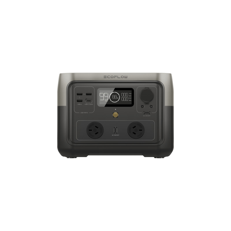 EcoFlow River 2 Max | Estación de Energía Portátil 512Wh Litio LFP / 4 AC 500 W Max 1000W / 1 USBC 100W / 3 USB A 12W / Cargador de Coche 8A a 12 o 24V / Conectividad WiFi y Bluetooth App / Carga Solar 220W Max