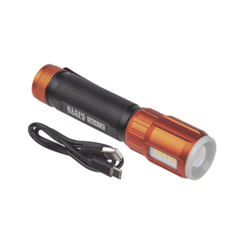 Linterna LED Portátil Recargable 500 Lúmenes con Luz Frontal y Lateral de Trabajo Lámpara con tapa de Extremo con Imán USBC