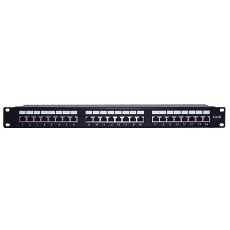 Panel de parcheo de impacto 110 Blindado STP de 24 puertos Cat6 19in