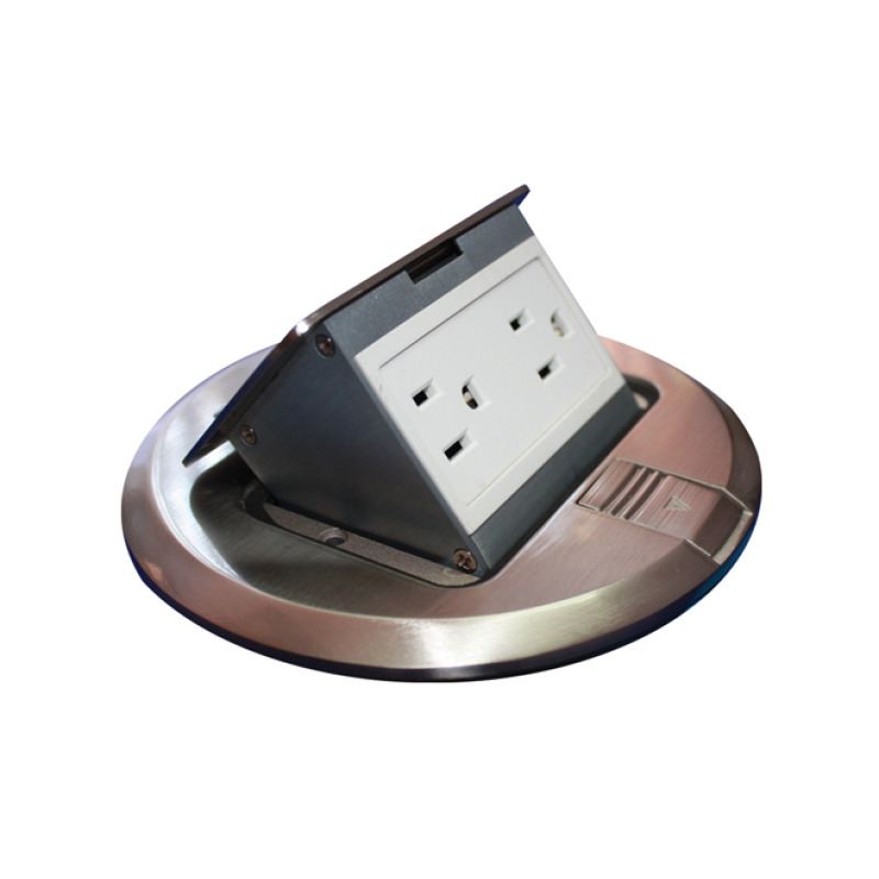 Mini caja de piso redonda acero inoxidable 2 contactos 1100012201