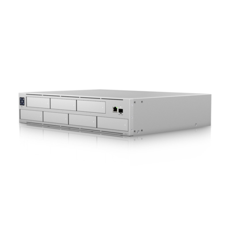 NVR PRO UniFi Protect con bahía  para 7 discos duros almacena hasta 20 cámaras 4k o 60 cámaras 1080p pantalla táctil