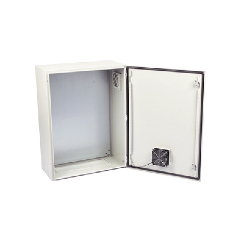 Gabinete Ventilado de Acero IP55 Uso en Exterior 600 x 800 x 300 mm con Placa Trasera Interior Metálica y Compuerta Inferior Atornillable Incluye Ventilador Ventilas filtros Chapas y Llave T image 5