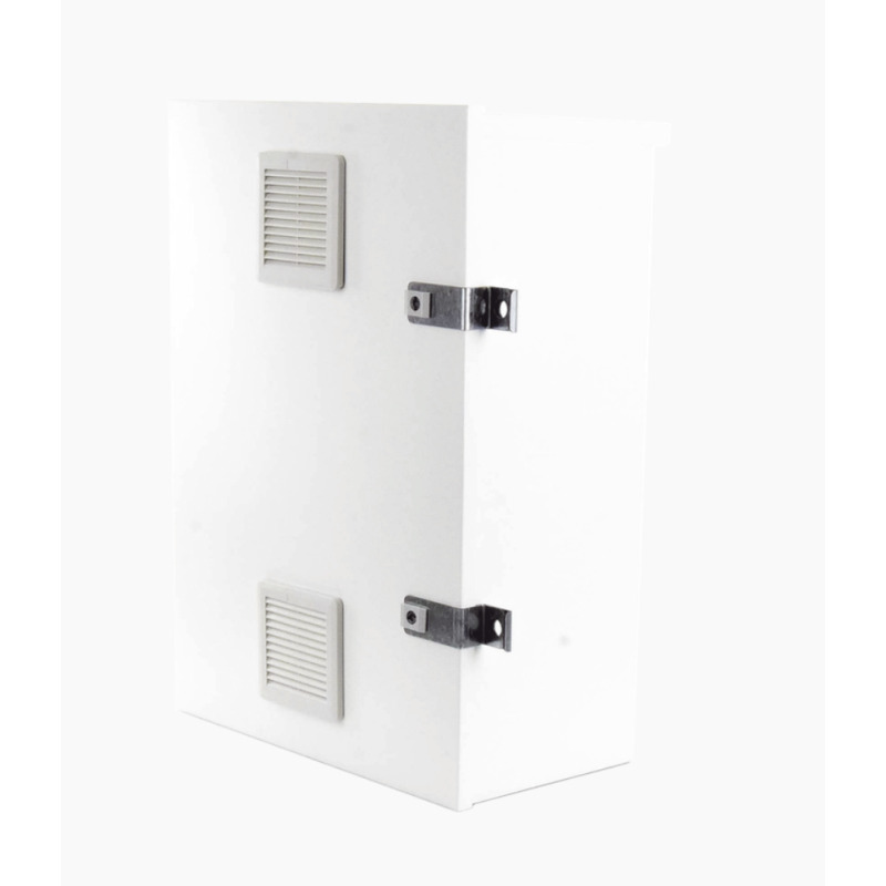 Gabinete para instalación de 2 Baterías PL110D12 Fabricado en Lámina Galvanizada Accesorios para piso o poste No incluidos