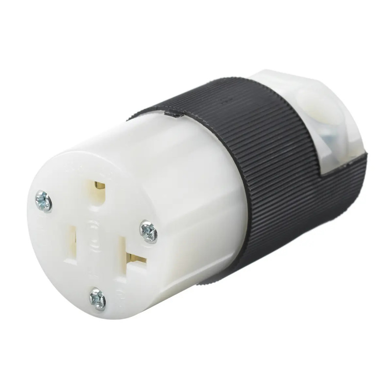 Conector Entrada Recta/ 20 A 125V/ 2 Polos 3 Hilos/ Nema 520 R/ Grado Industrial Comercial / Color NegroBlanco