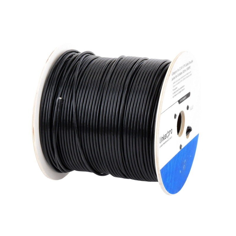 Bobina de cable de 305 m 1000 ft Cat5e Aleación de Cobre y Aluminio CCA color Negro Uso Intemperie Doble Forro image 6