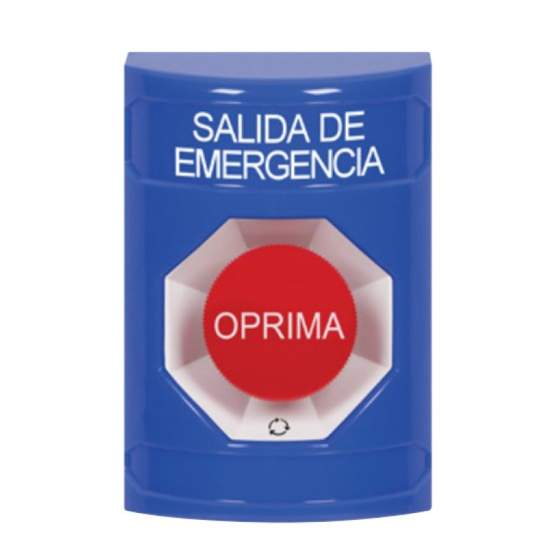 Botón de Emergencia Texto en Español Policarbonato Súper Resistente Momentaneo