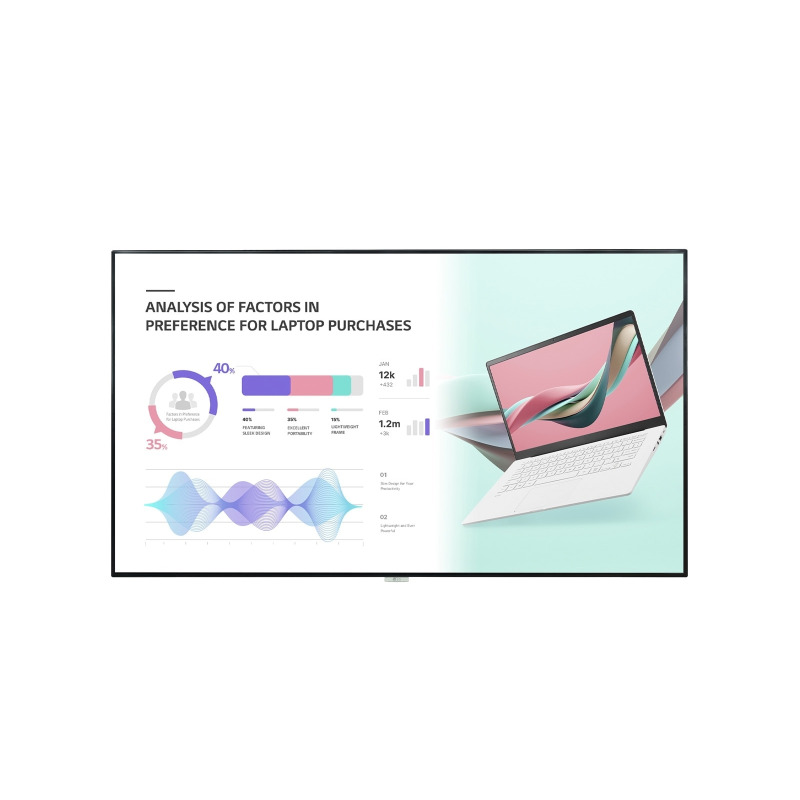 MONITOR DE SEÑALIZACION DIGITAL LG DE 98 PLG, USO 24/7, 500 NITS USO EN VER/HOR ENTRADAS HDMI(3)/DP/DVI-D/USB 2.0(2)/ RS232C/ RJ45/ AUDIO/ IR, PANTALLA MULTIPLE CON PBP O PIP 