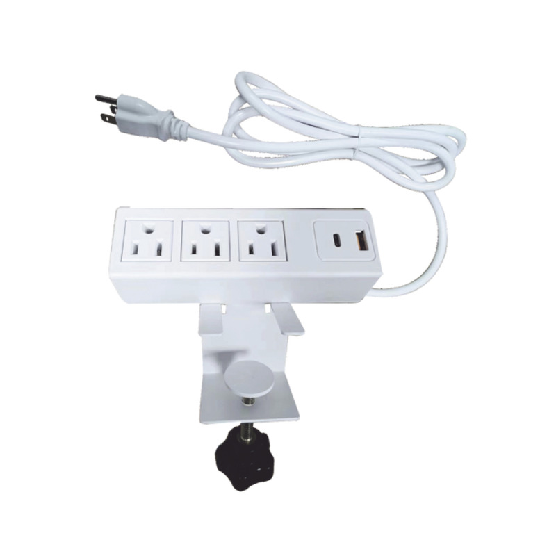 Tomacorriente para Escritorio / Cuenta con Bracket Ajustable a Diferentes Grosores / 3 Contactos 110VCA / 2 Contactos para Carga USB  1 contacto USBA  1 contacto USBC