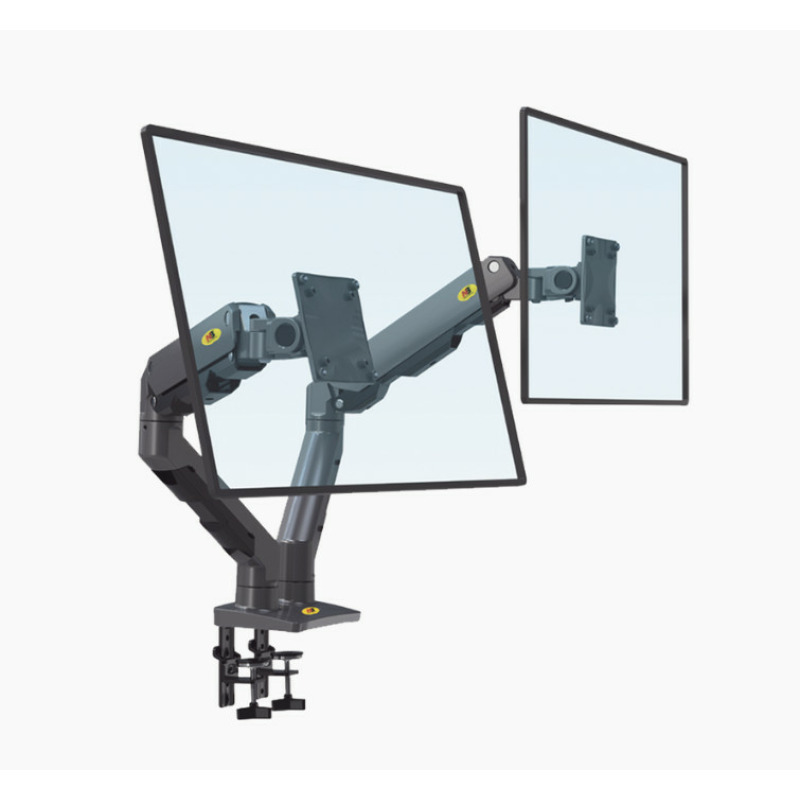 Montaje de Escritorio articulado para 2 monitores de 2734 / Soporta hasta 16 kg por brazo/ Vesa 75 x 75 / 100 x 100 / Acero / Giro 360